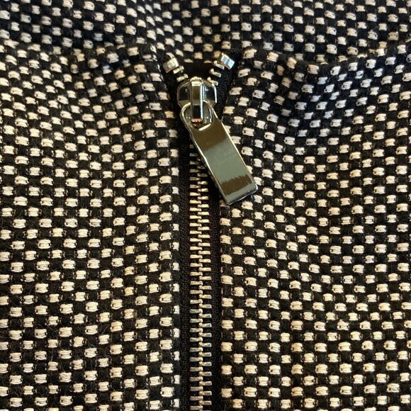 Gap SZ S Black & white textured weave short sleeve shift dress zipper details - Picture 5 of 9